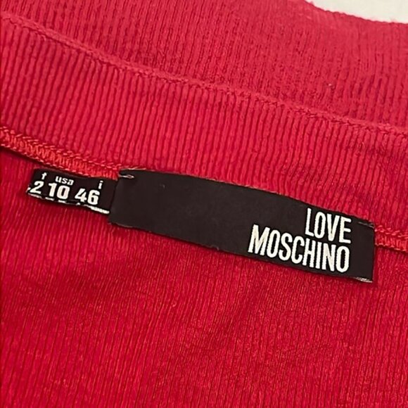 Love moschino red gold sequins vneck blouse size 10 - Picture 8 of 10